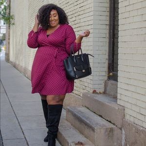 Loft Burgundy Star Wrap Dress